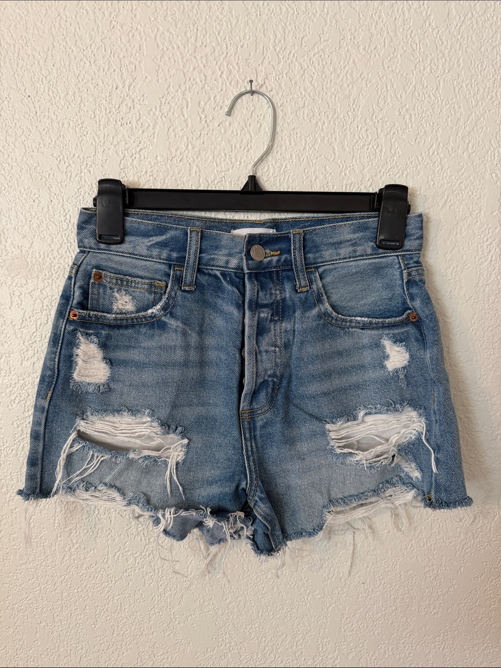 Cello Women's Distressed Denim Shorts - Light Blue